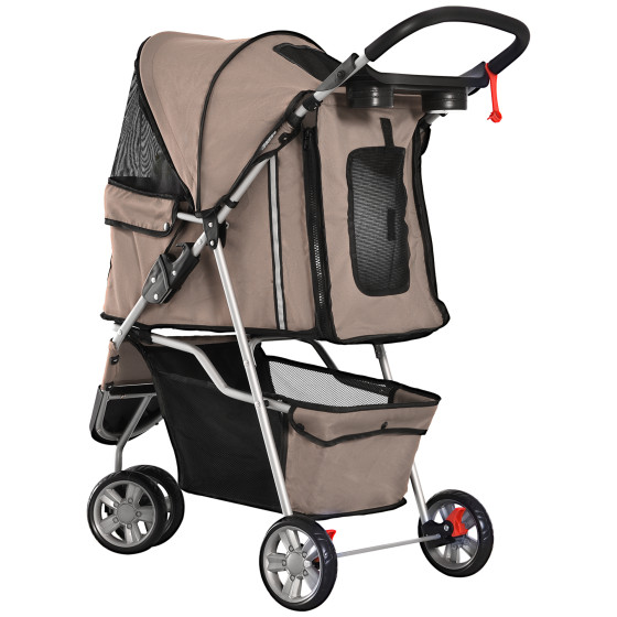 Dog stroller/dog buggy for dogs and cats, multicoloured (coffee brown)